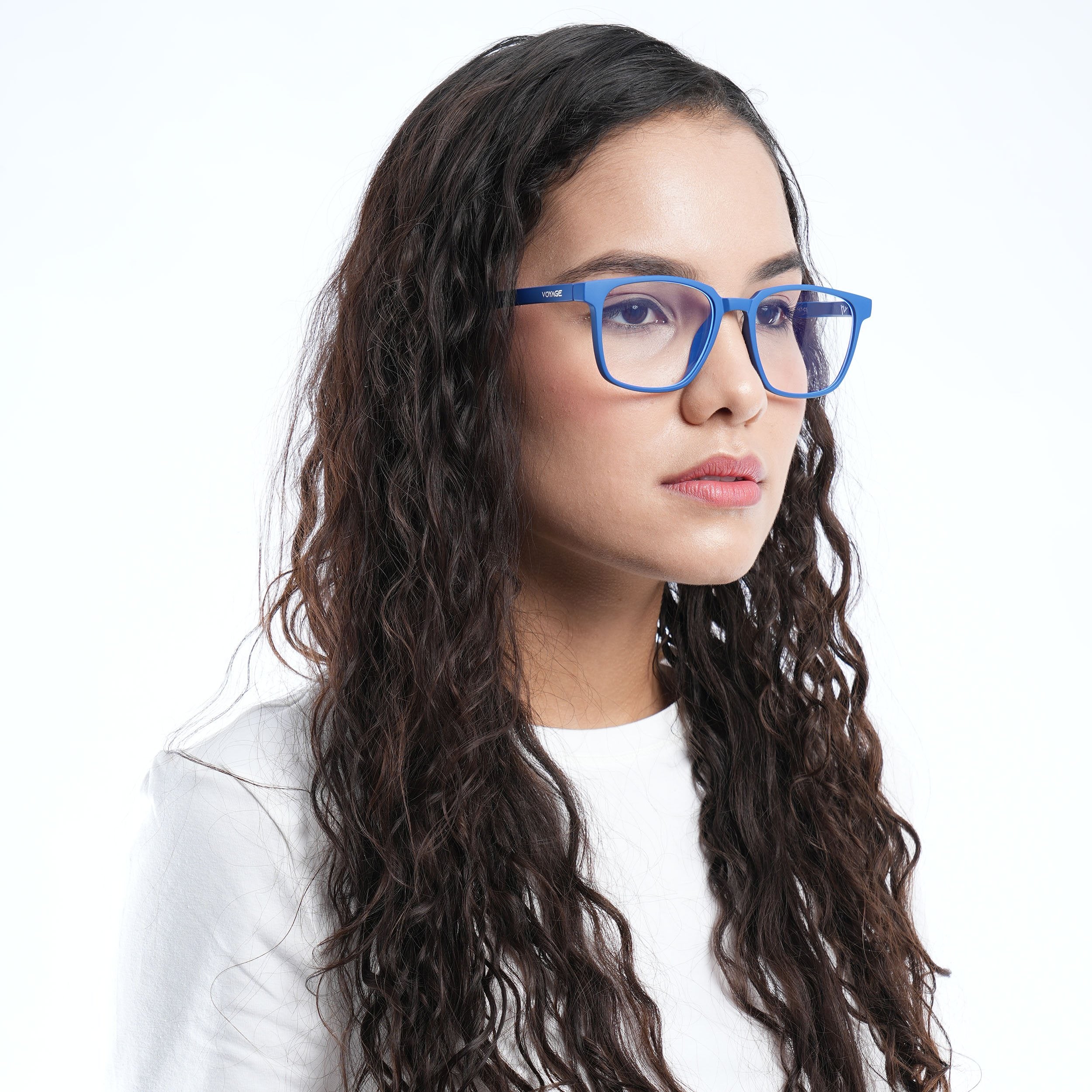 Voyage Air Royal Blue Square Eyeglasses for Men & Women (TR03MG4554-C9)