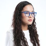 Voyage Air Royal Blue Square Eyeglasses for Men & Women (TR03MG4554-C9)