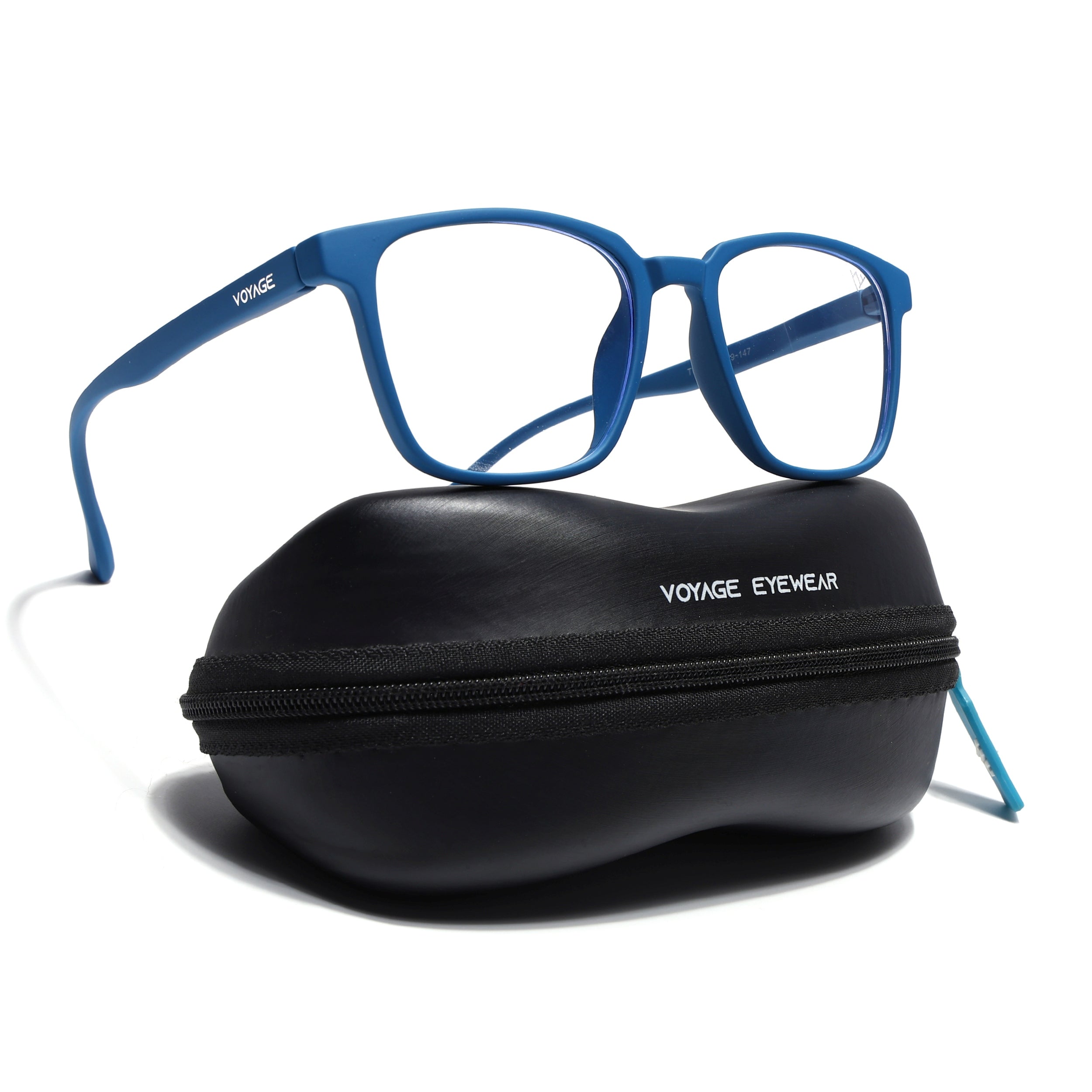 Voyage Air Royal Blue Square Eyeglasses for Men & Women (TR03MG4554-C9)