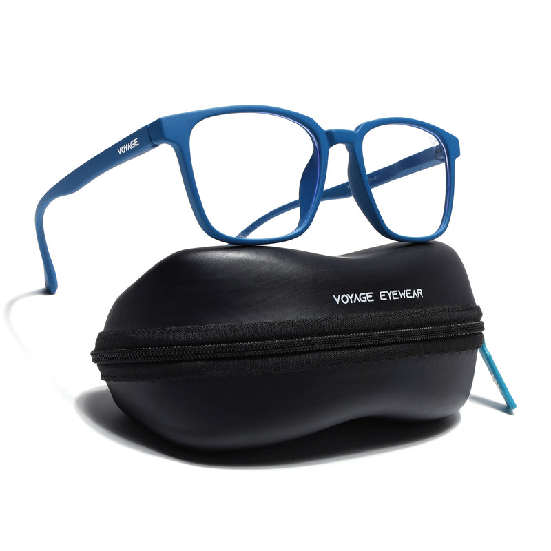 Voyage Air Royal Blue Square Eyeglasses for Men & Women (TR03MG4554-C9)