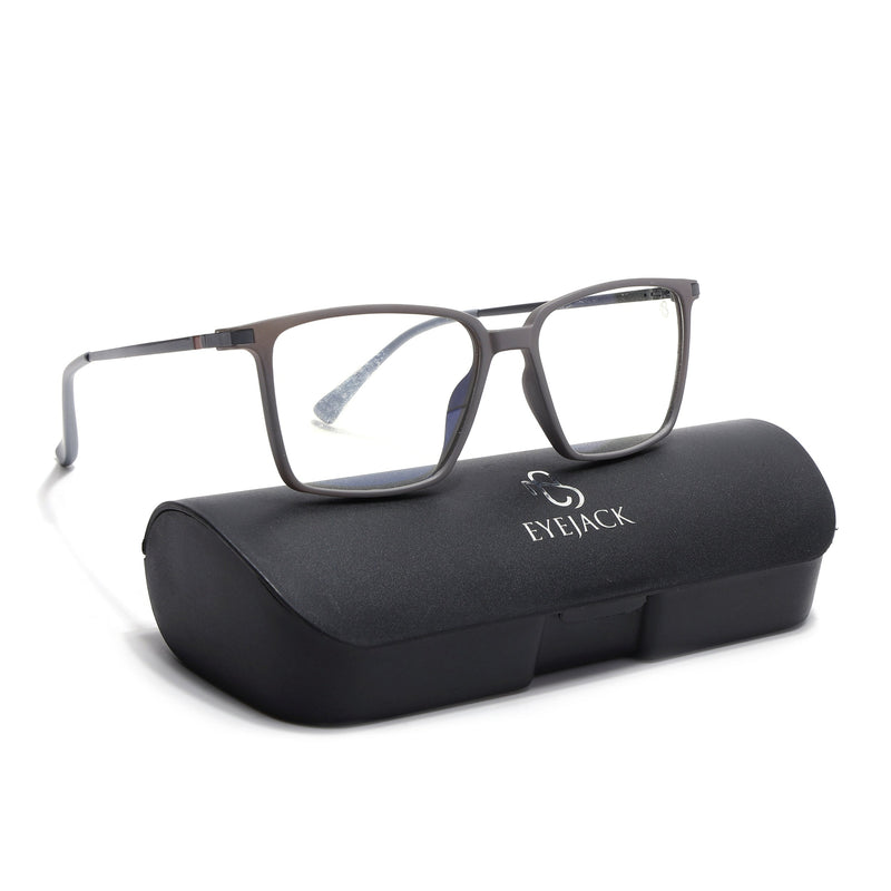 Eyejack Domino Grey Square Eyeglasses for Men & Women (TR1002FCL1634-C5)