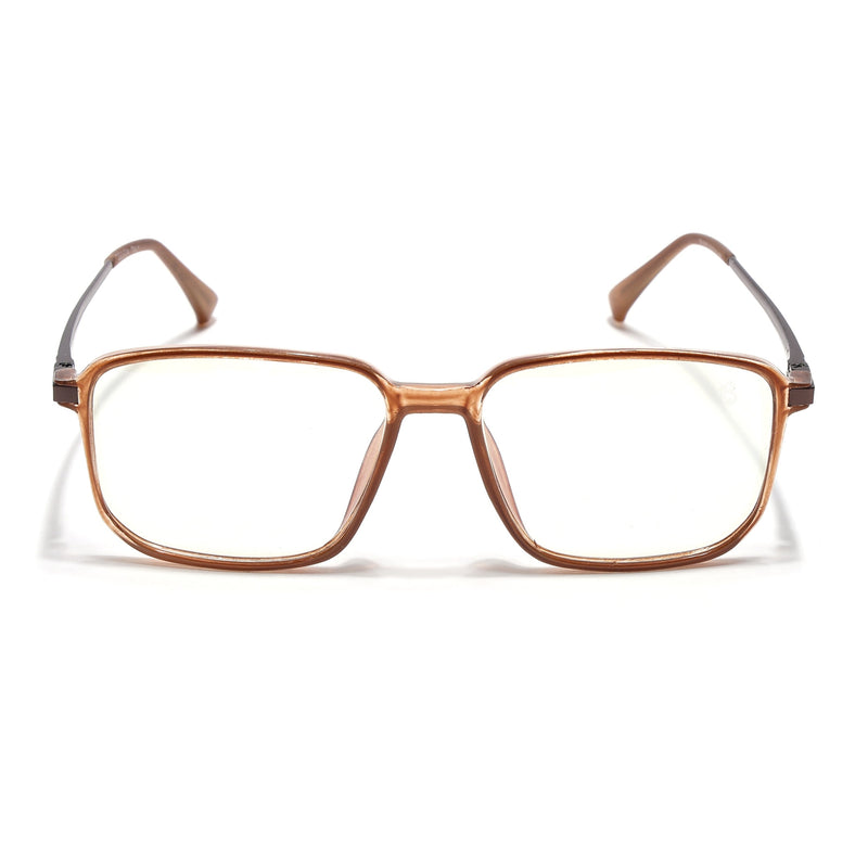 Eyejack Domino Shine Brown Square Eyeglasses for Men & Women (TR1003FCL1653-C10)