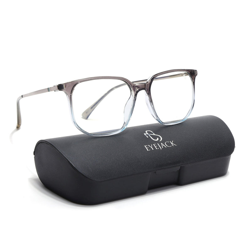 Eyejack Domino Black & Clear Square Eyeglasses for Men & Women (TR1005FCL1684-C13)