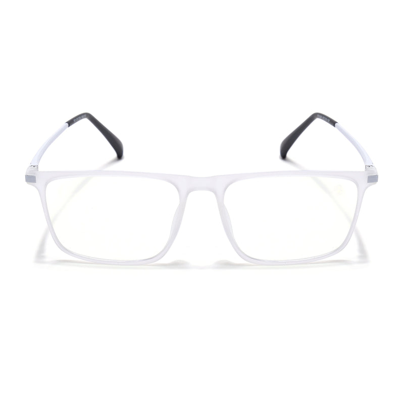 Eyejack Domino Matt Transparent Rectangle Eyeglasses for Men & Women (TR1006FCL1689-C4)