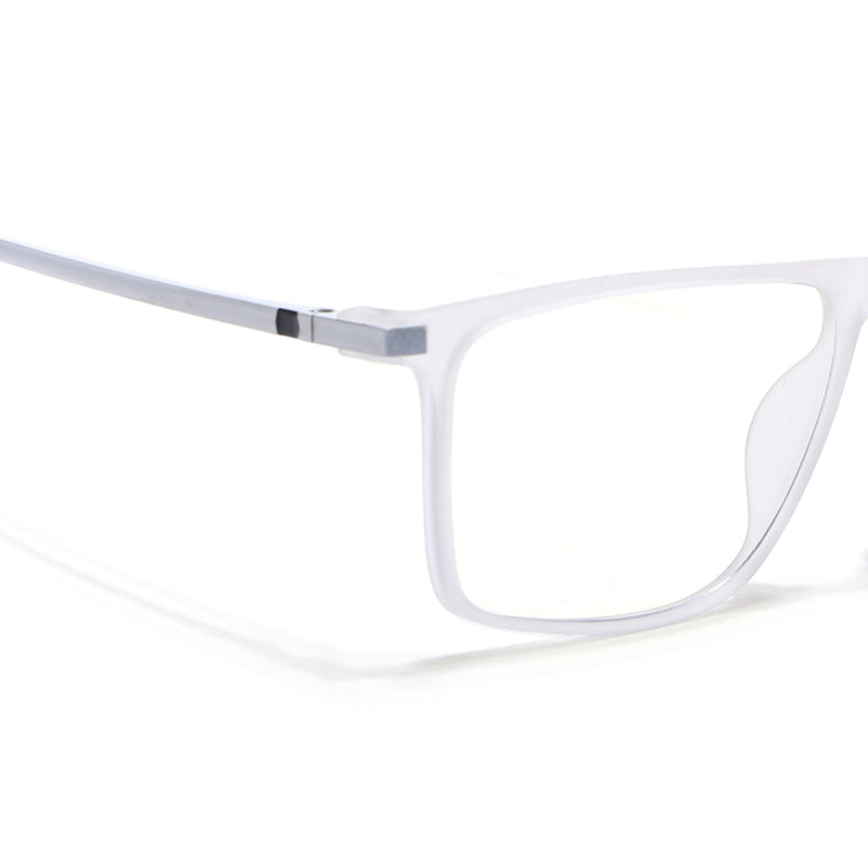 Eyejack Domino Matt Transparent Rectangle Eyeglasses for Men & Women (TR1006FCL1689-C4)