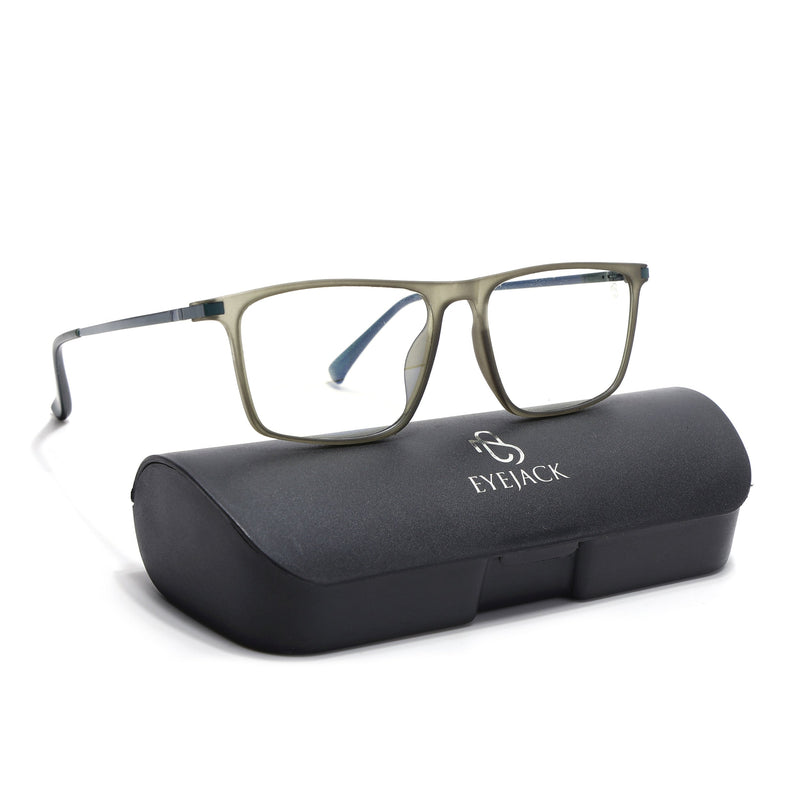 Eyejack Domino Olive Rectangle Eyeglasses for Men & Women (TR1006FCL1692-C7)