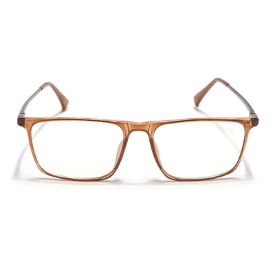 Eyejack Domino Shine Brown Rectangle Eyeglasses for Men & Women (TR1006FCL1695-C10)