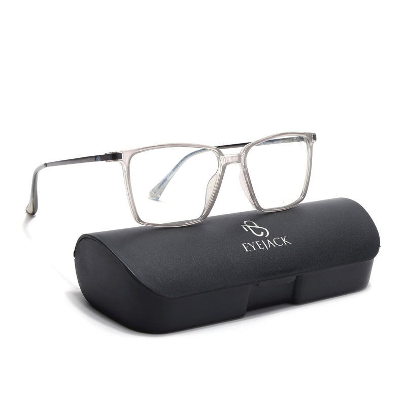 Eyejack Domino Transparent Square Eyeglasses for Men & Women (TR1007FCL1702-C3)