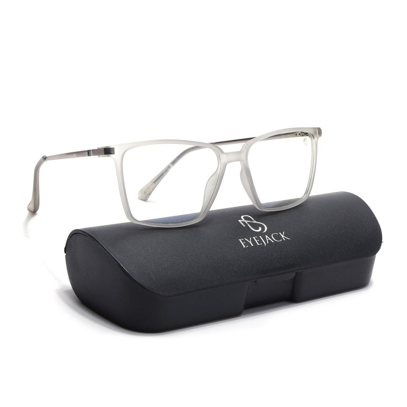 Eyejack Domino Matt Grey Square Eyeglasses for Men & Women (TR1007FCL1705-C6)