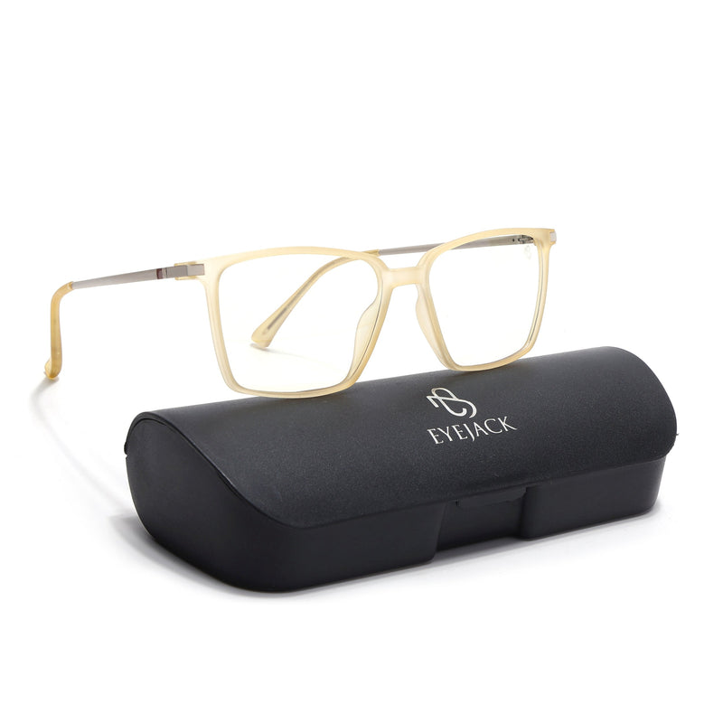 Eyejack Domino Yellow Square Eyeglasses for Men & Women (TR1007FCL1711-C12)