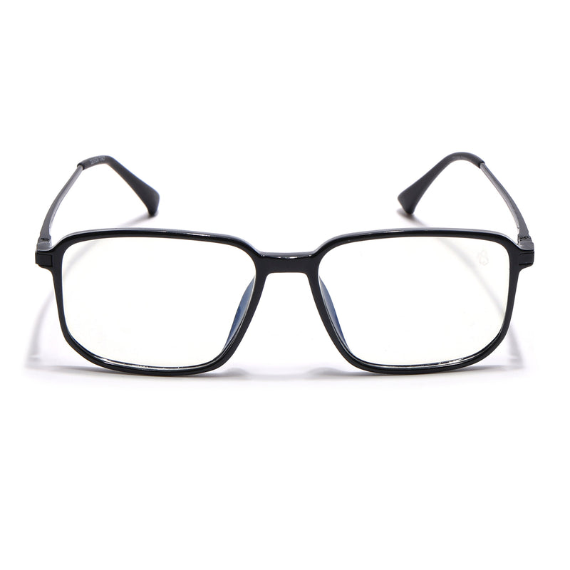 Eyejack Domino Shine Black Rectangle Eyeglasses for Men & Women (TR1008FCL1714-C1)