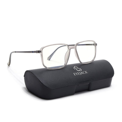 Eyejack Domino Transparent Rectangle Eyeglasses for Men & Women (TR1008FCL1716-C3)