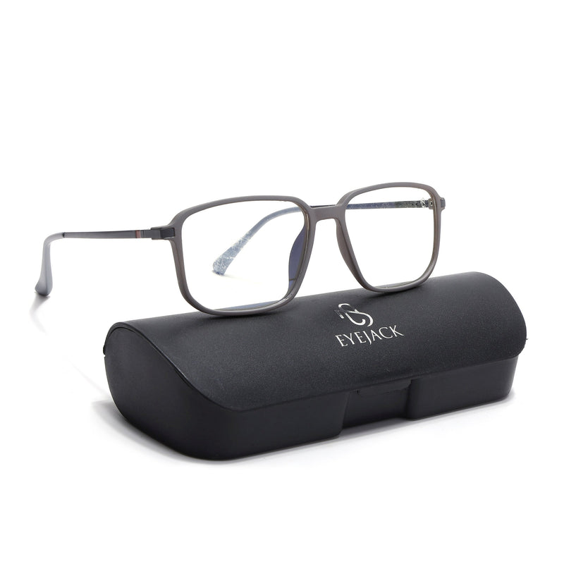 Eyejack Domino Grey Rectangle Eyeglasses for Men & Women (TR1008FCL1718-C5)
