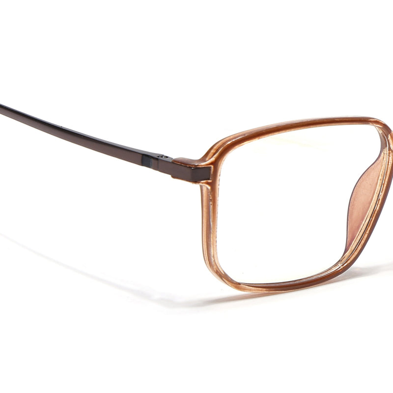 Eyejack Domino Shine Brown Rectangle Eyeglasses for Men & Women (TR1008FCL1723-C10)