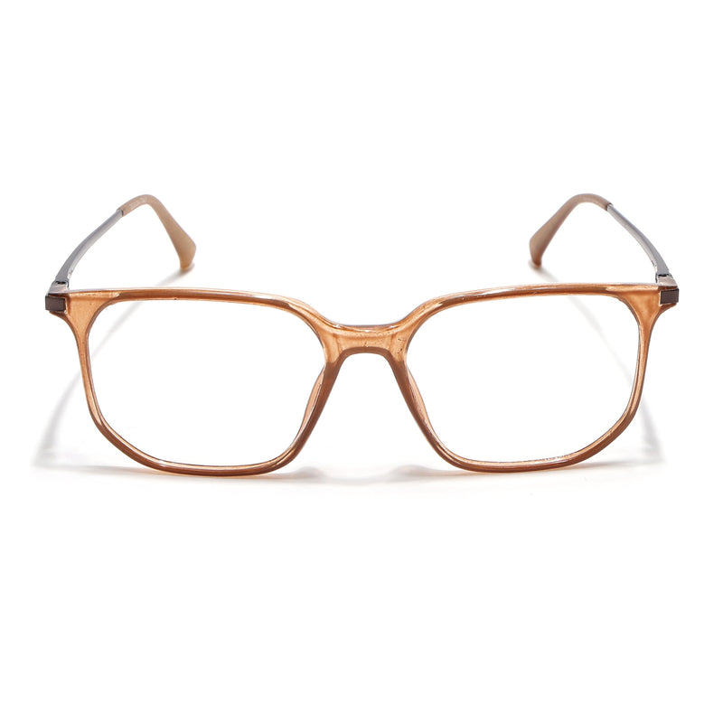 Eyejack Domino Shine Brown Square Eyeglasses for Men & Women (TR1010FCL1751-C10)