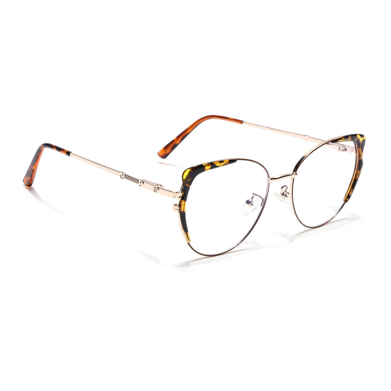 Voyage Glam Golden & Demi Brown Cateye Eyeglasses for Women (TR3030MG5158-C3)