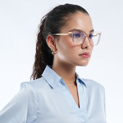 Voyage Glam Light Brown Cateye Eyeglasses for Women (TR5046MG4012-C3)