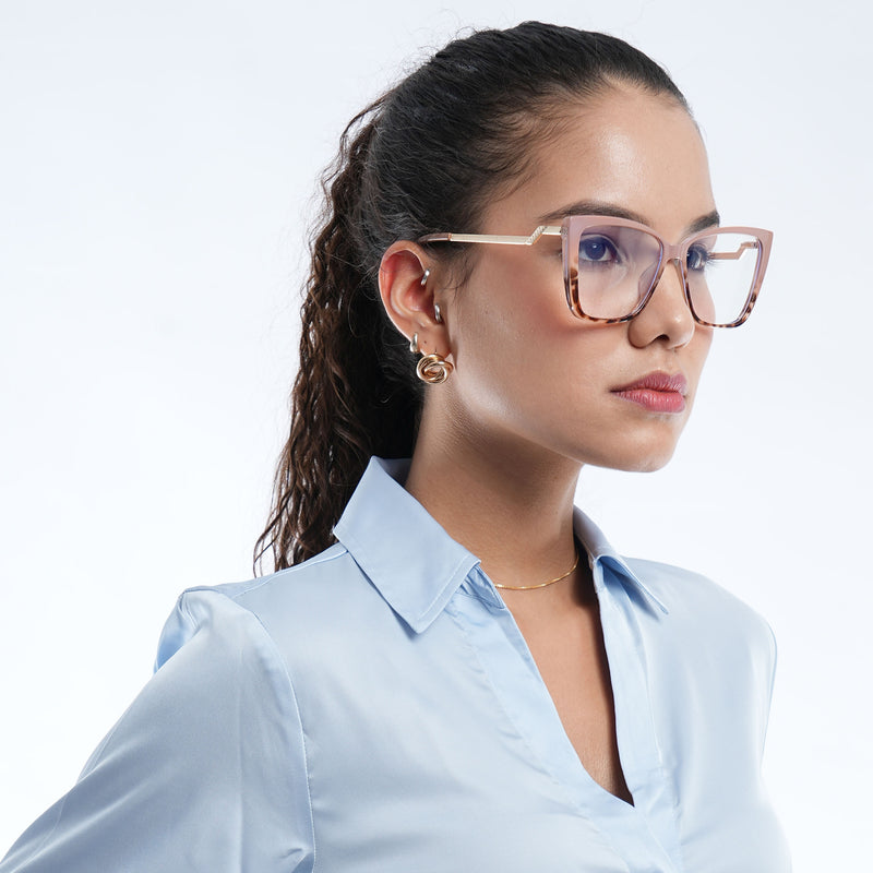 Voyage Glam Brown Cateye Eyeglasses for Women (TR5046MG4013-C4)