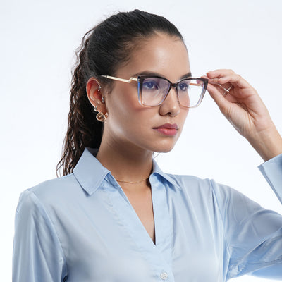 Voyage Glam Black & Brown Cateye Eyeglasses for Women (TR5046MG4014-C2)