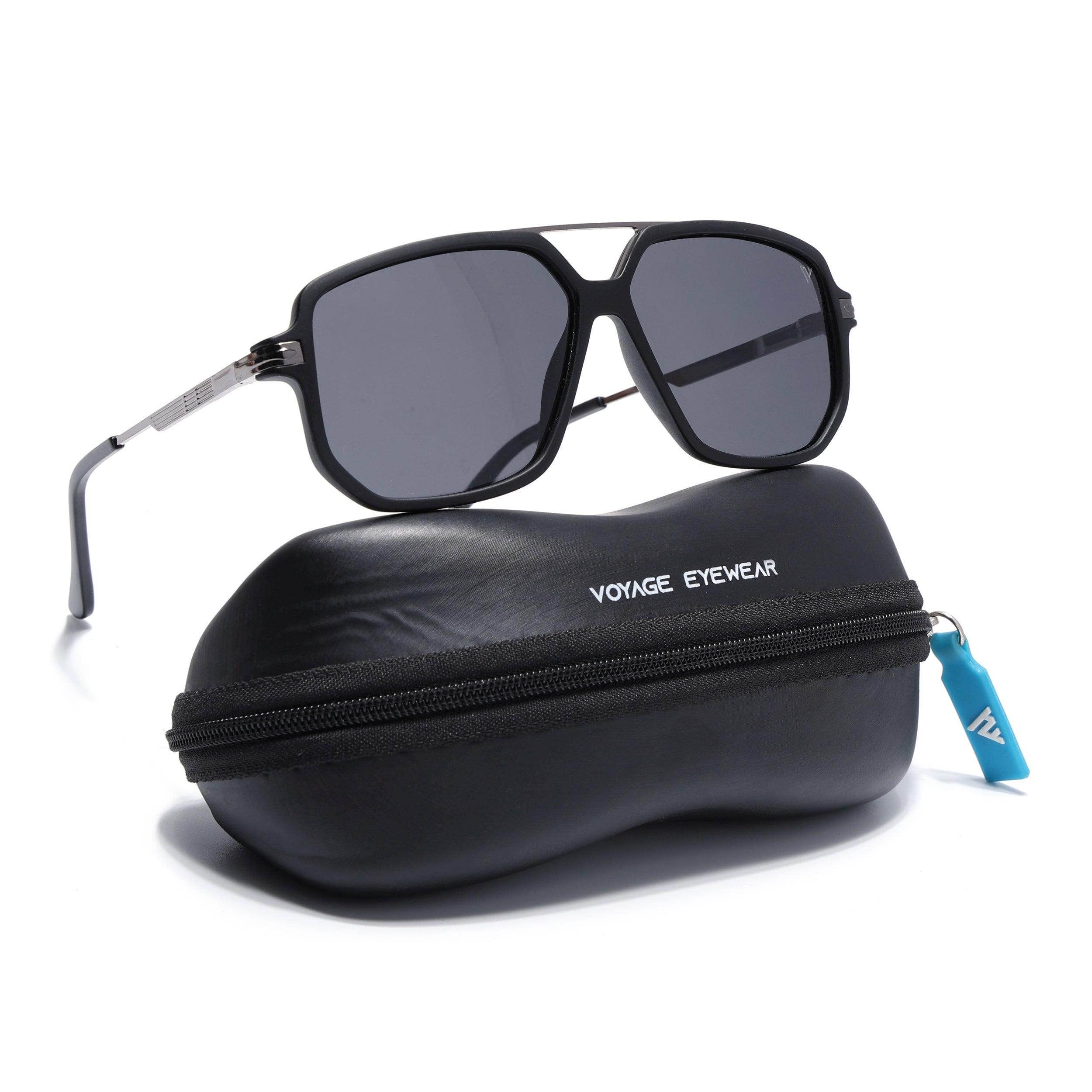 Wayfarer Polarized Sunglasses for Men & Women (Black Lens | Matt Black Frame - PMG5545)