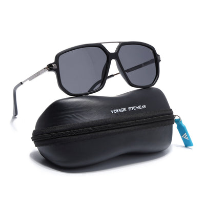Wayfarer Polarized Sunglasses for Men & Women (Black Lens | Matt Black Frame - PMG5545)