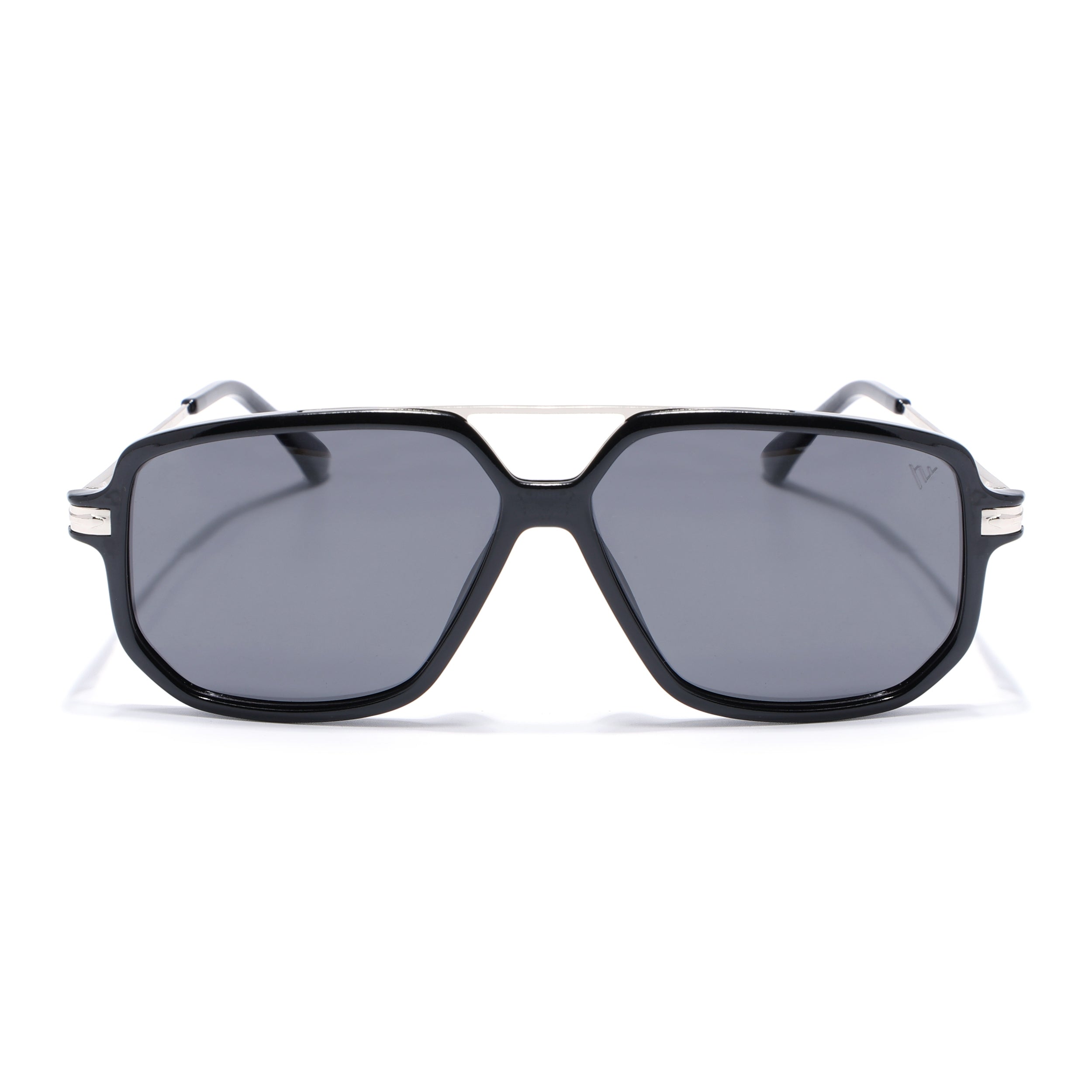 Wayfarer Polarized Sunglasses for Men & Women (Black Lens | Shine Black Frame - PMG5543)