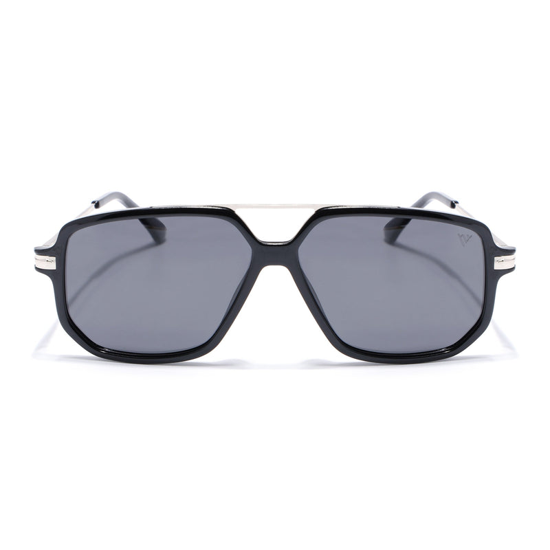 Wayfarer Polarized Sunglasses for Men & Women (Black Lens | Shine Black Frame - PMG5543)