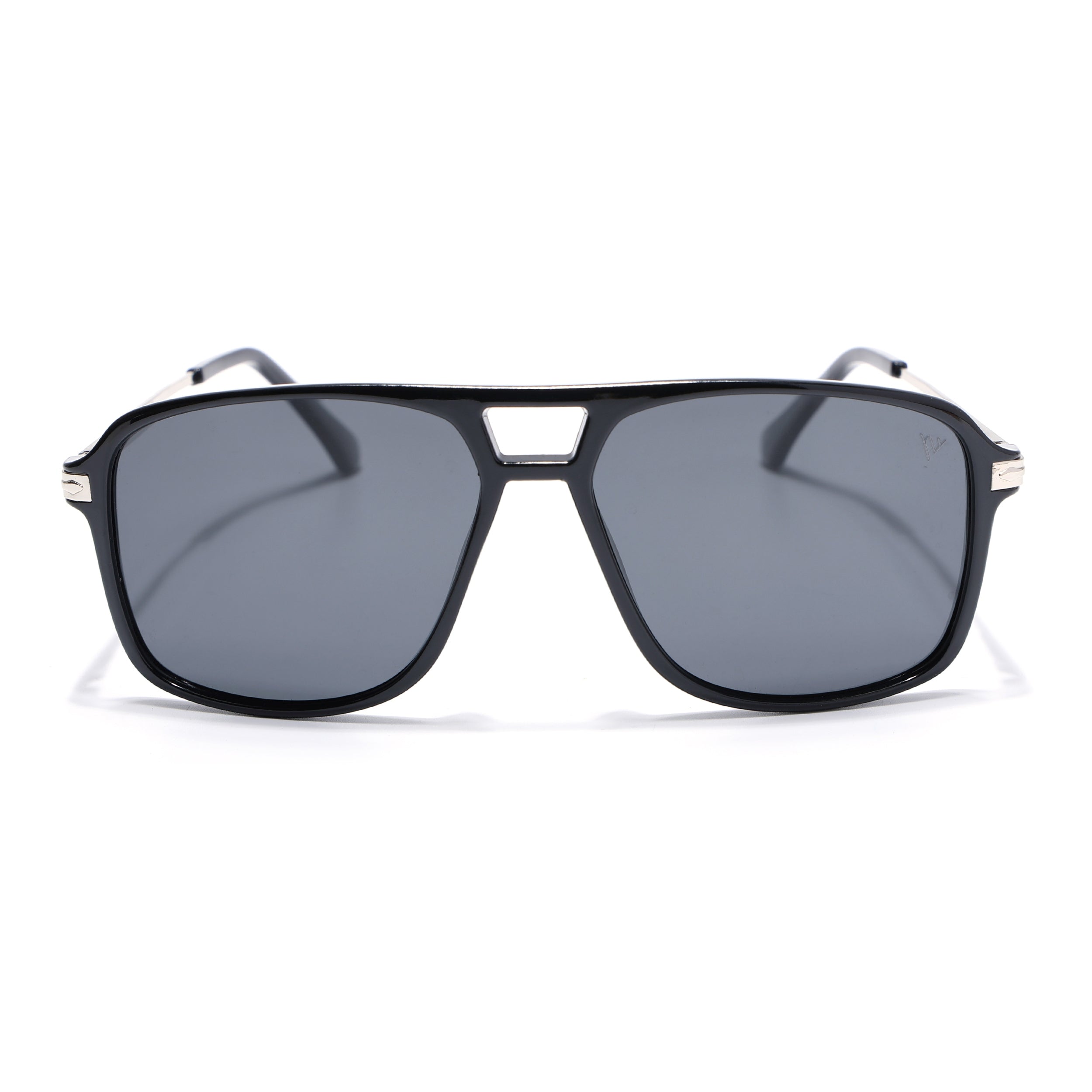 Wayfarer Polarized Sunglasses for Men & Women (Black Lens | Shine Black Frame - PMG5538)