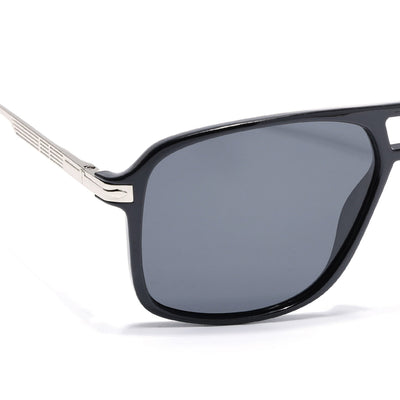 Wayfarer Polarized Sunglasses for Men & Women (Black Lens | Shine Black Frame - PMG5538)