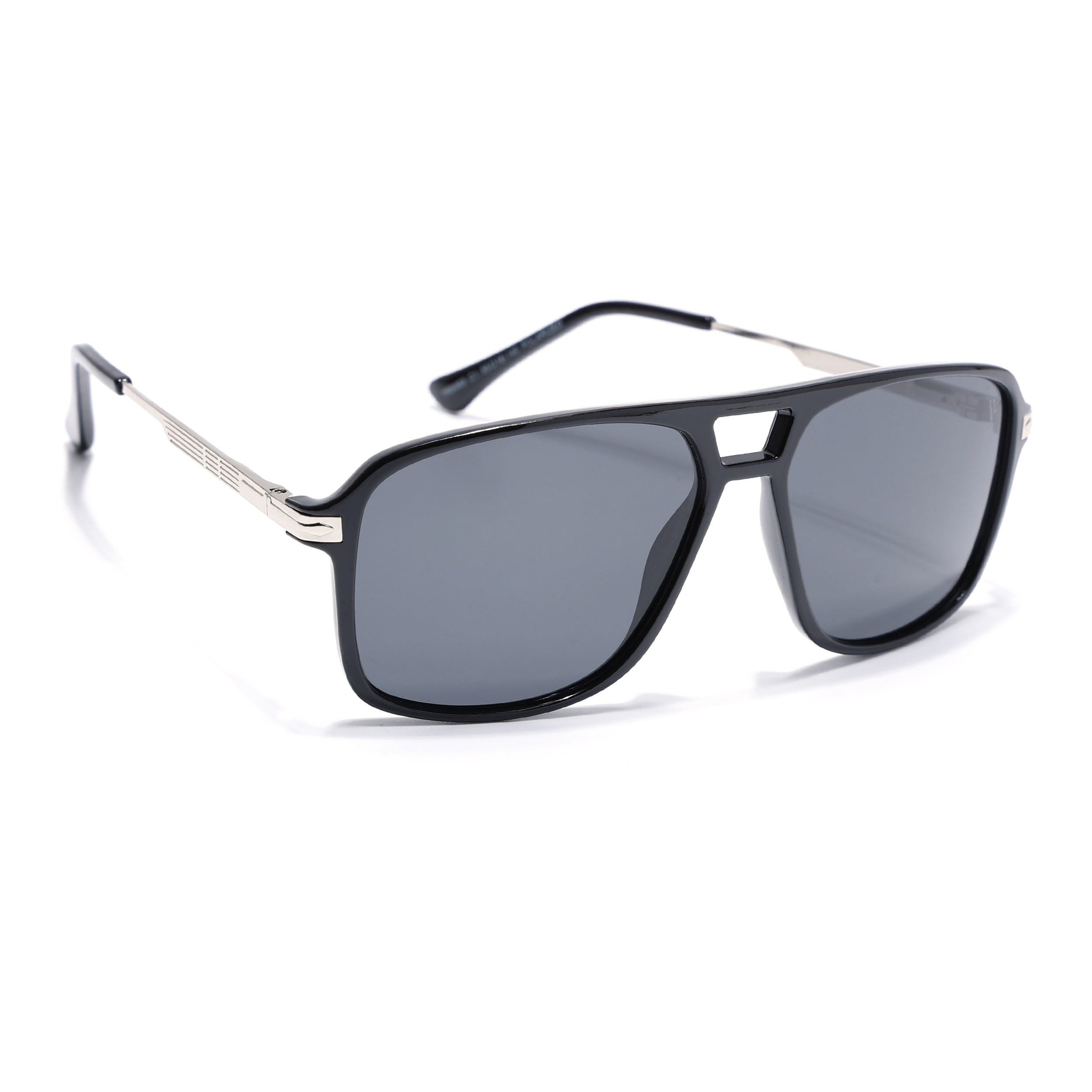 Wayfarer Polarized Sunglasses for Men & Women (Black Lens | Shine Black Frame - PMG5538)