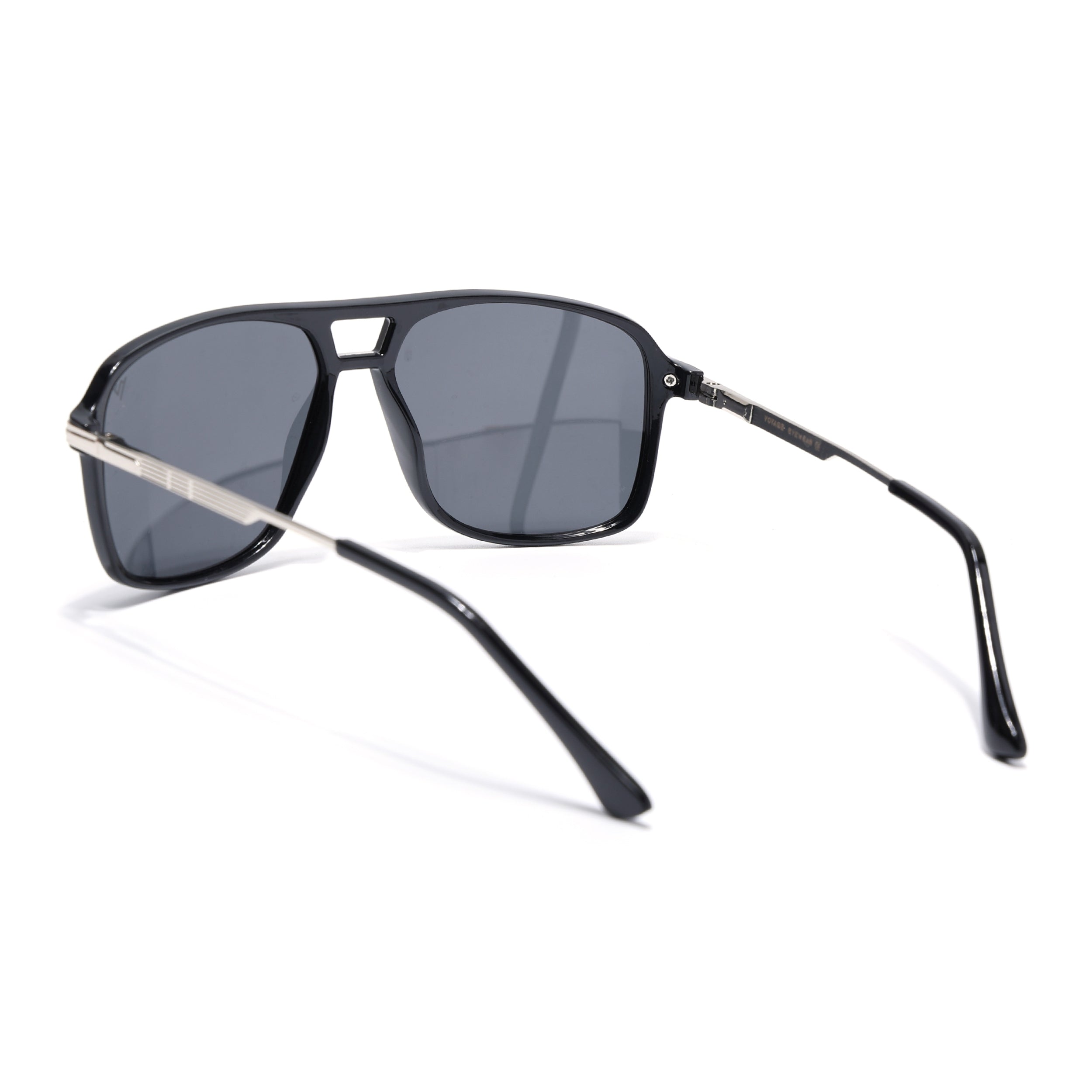 Wayfarer Polarized Sunglasses for Men & Women (Black Lens | Shine Black Frame - PMG5538)