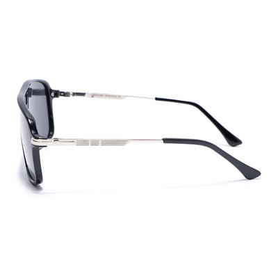 Wayfarer Polarized Sunglasses for Men & Women (Black Lens | Shine Black Frame - PMG5538)