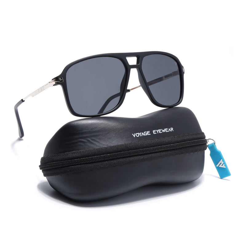 Wayfarer Polarized Sunglasses for Men & Women (Black Lens | Matt Black Frame - PMG5539)