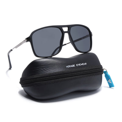 Wayfarer Polarized Sunglasses for Men & Women (Black Lens | Matt Black Frame - PMG5540)