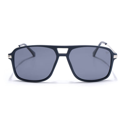 Wayfarer Polarized Sunglasses for Men & Women (Black Lens | Navy Blue Frame - PMG5542)