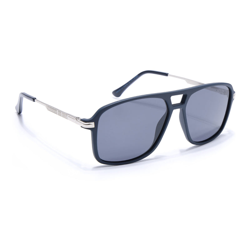 Wayfarer Polarized Sunglasses for Men & Women (Black Lens | Navy Blue Frame - PMG5542)