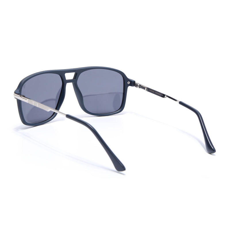 Wayfarer Polarized Sunglasses for Men & Women (Black Lens | Navy Blue Frame - PMG5542)