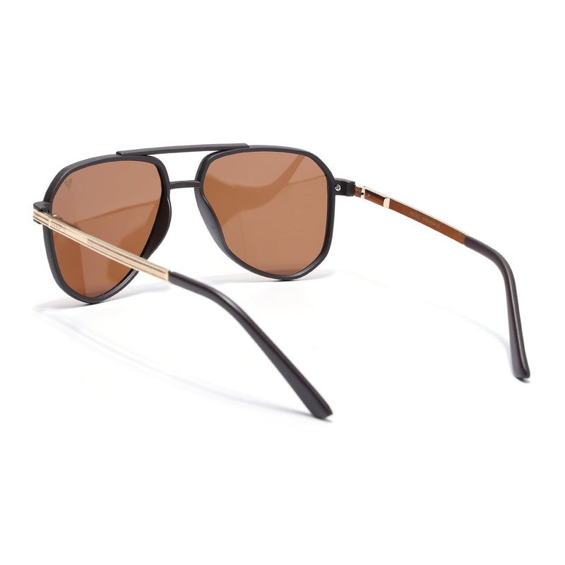 Aviator Polarized Sunglasses for Men & Women (Brown Lens | Brown Frame - PMG5536)