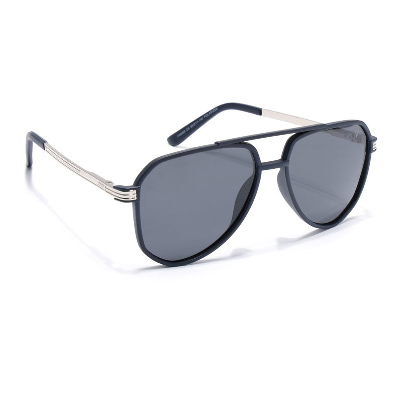 Aviator Polarized Sunglasses for Men & Women (Black Lens | Navy Blue Frame - PMG5537)