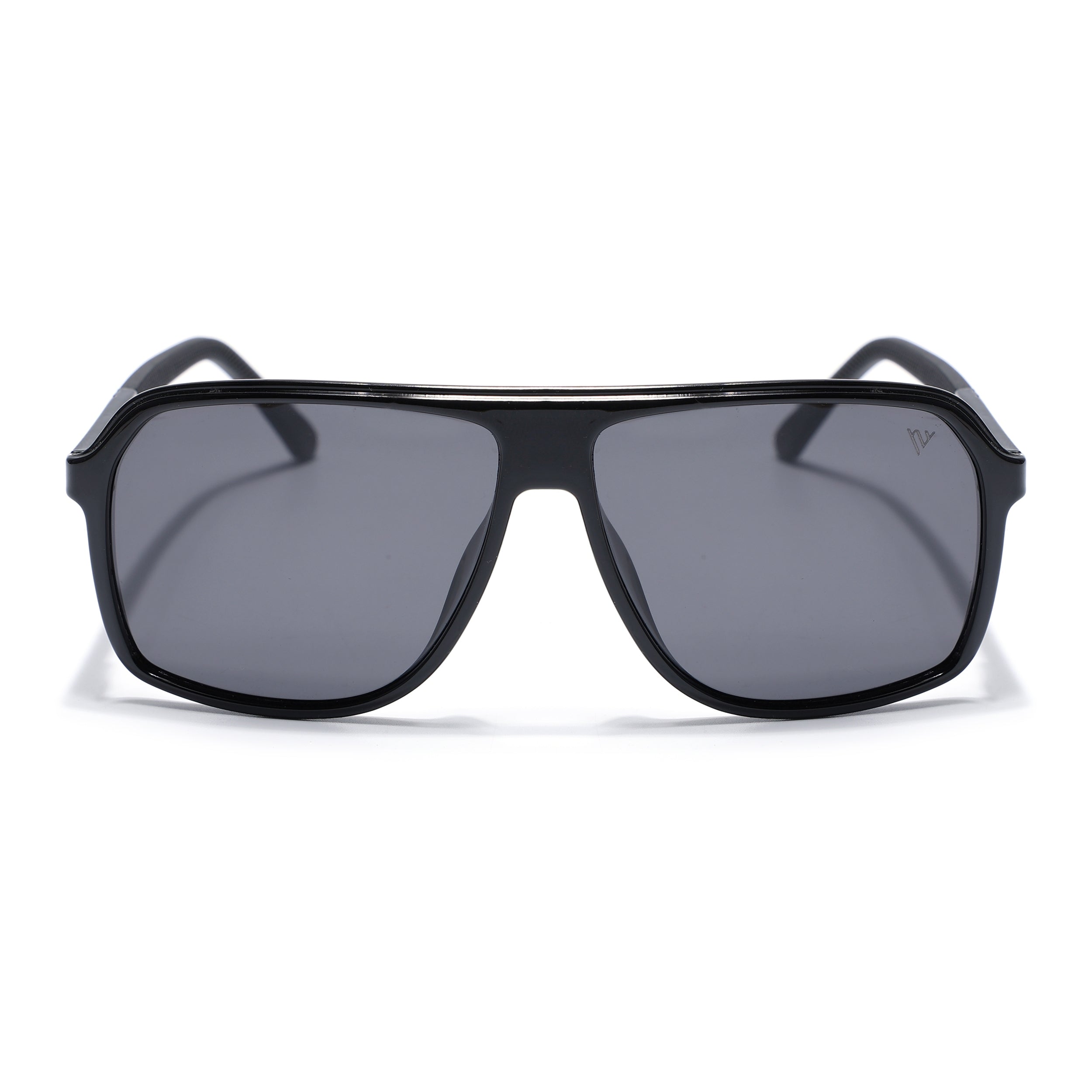 Wayfarer Polarized Sunglasses for Men & Women (Black Lens | Shine Black Frame - PMG5529)