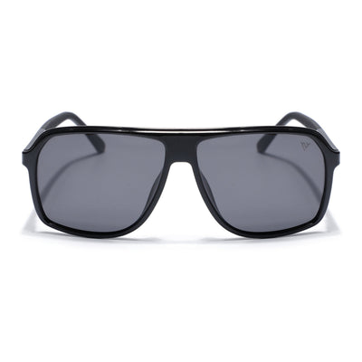 Wayfarer Polarized Sunglasses for Men & Women (Black Lens | Shine Black Frame - PMG5529)