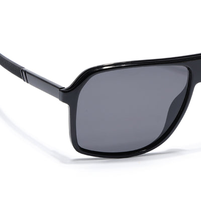 Wayfarer Polarized Sunglasses for Men & Women (Black Lens | Shine Black Frame - PMG5529)