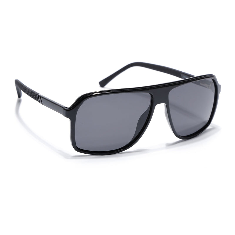 Wayfarer Polarized Sunglasses for Men & Women (Black Lens | Shine Black Frame - PMG5529)