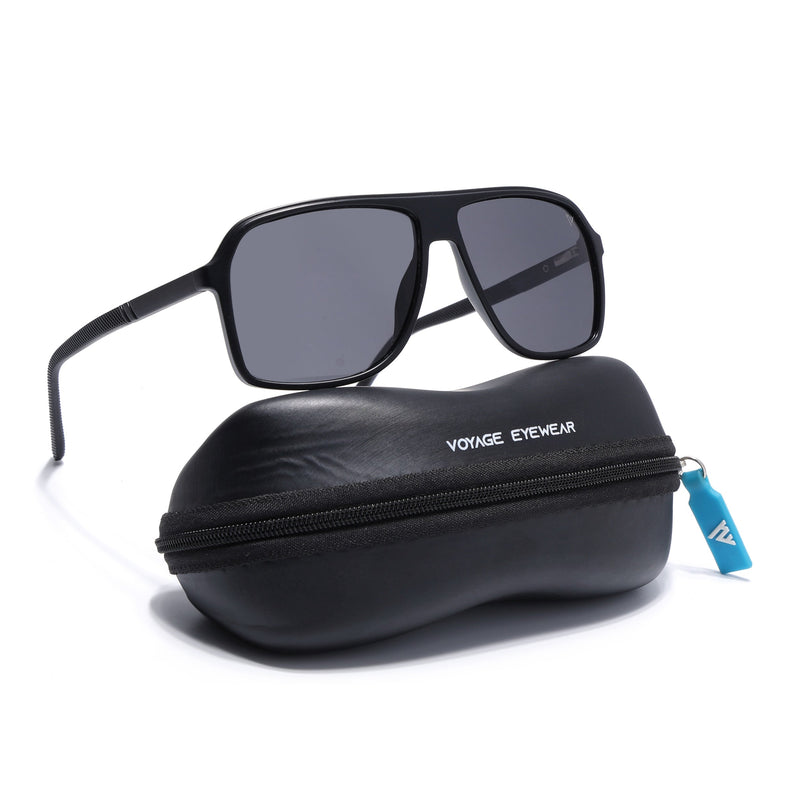 Wayfarer Polarized Sunglasses for Men & Women (Black Lens | Matt Black Frame - PMG5530)