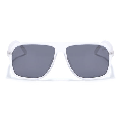 Wayfarer Polarized Sunglasses for Men & Women (Black Lens | Matt Transparent Frame - PMG5531)