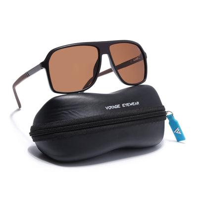 Wayfarer Polarized Sunglasses for Men & Women (Brown Lens | Dark Brown Frame - PMG5532)