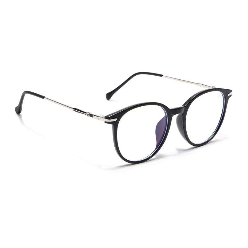 Voyage Glam Matt Black Round Eyeglasses for Men & Women (TR8297MG4871-C1)