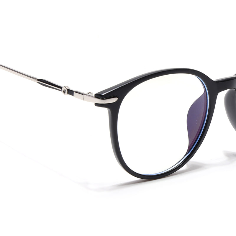 Voyage Glam Matt Black Round Eyeglasses for Men & Women (TR8297MG4871-C1)