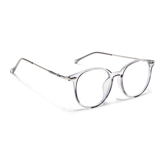 Voyage Glam Transparent Grey Round Eyeglasses for Men & Women (TR8297MG4872-C2)