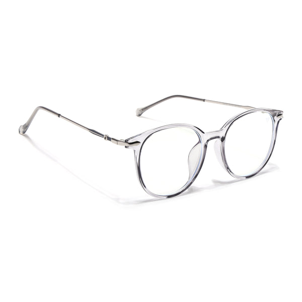 Voyage Glam Transparent Grey Round Eyeglasses for Men & Women (TR8297MG4872-C2)